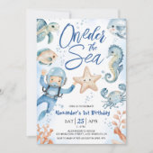 Invitation ONEder The Sea ! 1er anniversaire Boy Cute Ocean (Devant)