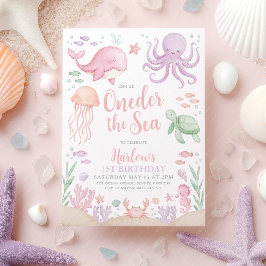 Invitation Oneder The Sea 1st Birthday Girl