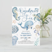 Invitation ONEder The Sea Boy 1er Anniversaire Mignonne Océan (Debout devant)