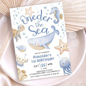 Invitation ONEder The Sea ! Boy Cute Ocean 1er anniversaire