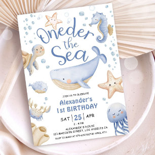 Invitation ONEder The Sea ! Boy Cute Ocean 1er anniversaire