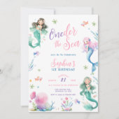 Invitation ONEder the Sea Little Mermaid First Birthday (Devant)