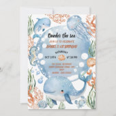 Invitation Oneder the Sea Mermaid Watercolor 1st Birthday (Devant)