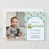 Invitation Onederder Avocado 1st Birthday Party Photo (Devant)