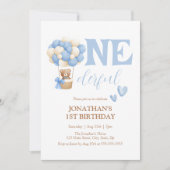 Invitation Onederder Bear Hot Air Balloon 1er anniversaire (Devant)