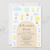 Invitation Onederder World Hot Air Balloon 1er anniversaire (Devant)