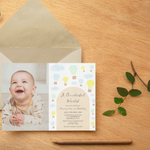 Invitation Onederder World Hot Air Balloon 1er anniversaire