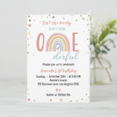 Invitation Onederful Boho Rainbow Anniversaire 1ère Invitatio (Debout devant)