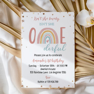 Invitation Onederful Boho Rainbow Anniversaire 1ère Invitatio