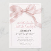 Invitation Onederful Coquette Bow Girl 1st Birthday Party (Devant)