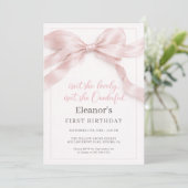 Invitation Onederful Coquette Bow Girl 1st Birthday Party (Debout devant)