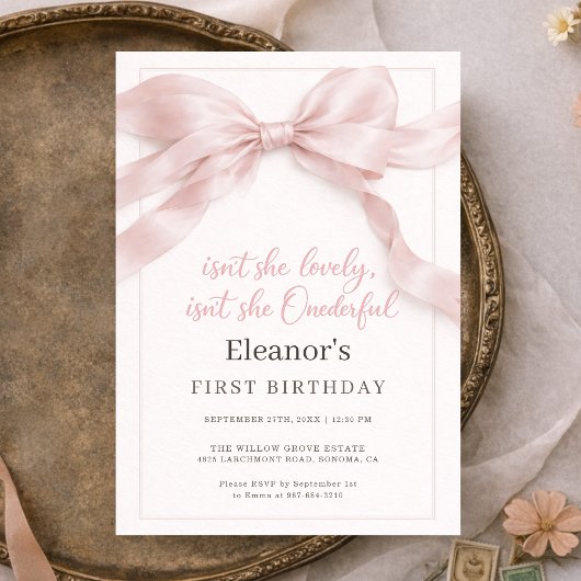 Invitation Onederful Coquette Bow Girl 1st Birthday Party