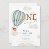 Invitation ONEderful Hot Air Balloon 1er anniversaire (Devant / Derrière)