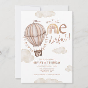 Invitation ONEderful Hot Air Balloon Boho premier anniversair