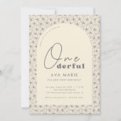 Invitation Onederful Retro Daisy Girls 1er Anniversaire (Devant)