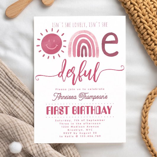 Invitation Onederful Rose Clair De Soleil Arc-En-Ciel Premier