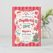 Invitation Onederful Time Of The Year Christmas Bow Birthday (Debout devant)
