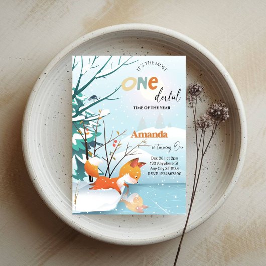 Invitation Onederful Winter 1er Birthday Girl Party