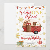 Invitation Onederland Anniversaire de enfant de camping de No (Devant / Derrière)