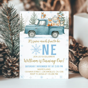 Invitation Onederland Bois Camion Hiver pour 1er A