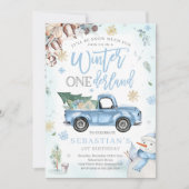Invitation ONEderland d'hiver camion bleu de l'hiver Fête de (Devant)