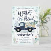 Invitation ONEderland hivernal Fête de camion Navy Bonhomme d (Debout devant)