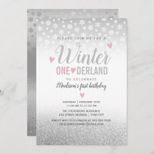 Invitation Onederland Pink Silver 1er anniversaire