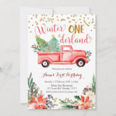 Invitation Onederland Red Christmas Truck Anniversaire (Devant)