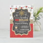 Invitation Onederland Red Gold Snowflake 1er anniversaire (Debout devant)