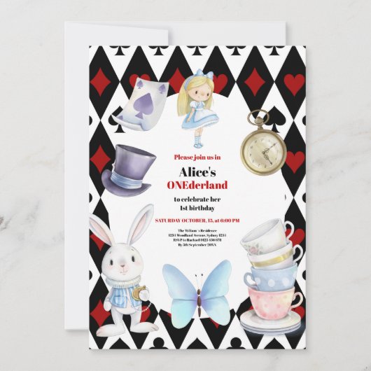 Invitation Onederland Tea Alice in Wonderland 1er anniversair (Devant)