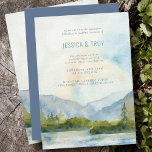 Invitation Only<br><div class="desc">Mountain wedding reception Invite with scenic watercolor design in shades of dusty blue and green. The lakeside scene feuntains, greenery and pine trees, the lake and a light sky. All of the text is editable, including the join us in the mountains and wedding reception celebrations intro wording. If you would...</div>