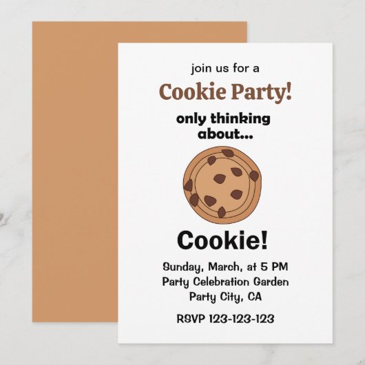 Invitation Only Thinking About Cookie Funny Food Party (Devant / Derrière)