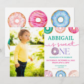 Invitation Ono Sweet Donut 1er Anniversaire Photo (Devant / Derrière)