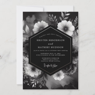 Invitation Onyx Floral Noir Mariage