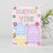 Invitation Onze Est Un Vibe Preppy Patch 11ème Anniversaire (Debout devant)
