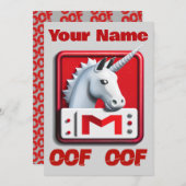 Invitation Oof Roblox Funny Mème Rouge Blanc Unicorne (Devant / Derrière)