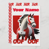 Invitation Oof Roblox Funny Mème Rouge Cheval Blanc (Devant / Derrière)