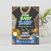 Invitation Ooh bébé bébé | Hip hop Blue & Green Retro (Debout devant)