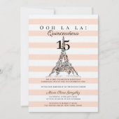Invitation Ooh La Floral Tour Eiffel Paris Quinceañera (Devant)