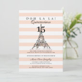 Invitation Ooh La Floral Tour Eiffel Paris Quinceañera (Debout devant)