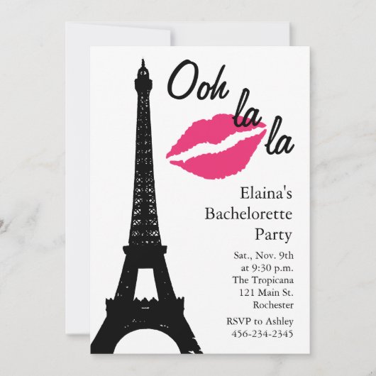 Invitation Ooh la la ! Bachelorette Party (blanc) (Devant)