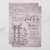 Invitation Ooh La La French Floral Paris Party (Devant / Derrière)