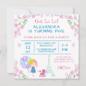 Invitation Ooh La La ! Paris Fille Et Poodle Anniversaire (Devant)