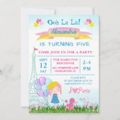 Invitation Ooh La La ! Paris Fille & Poodle Rose Anniversaire (Devant)