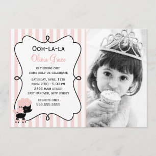 Invitation Ooh la la ! Paris Pink Poodle