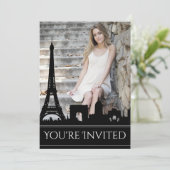 Invitation Ooh La La Paris Skyline Photo Anniversaire (Debout devant)