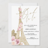 Invitation Ooh La La, Thème Paris, Fête des mariées, Tour Eif (Devant)