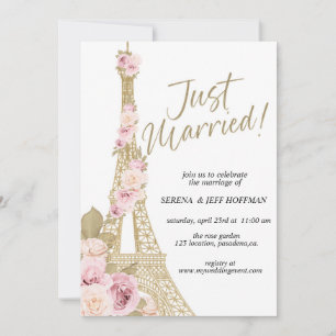Invitation Ooh La La, Thème Paris, Mariés, Tour Eiffel