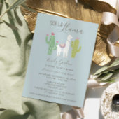 Invitation Ooh La Llama Baby shower mignon bleu & brun simple