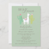 Invitation Ooh La Llama Baby shower mignon turquoise & brun s (Devant)